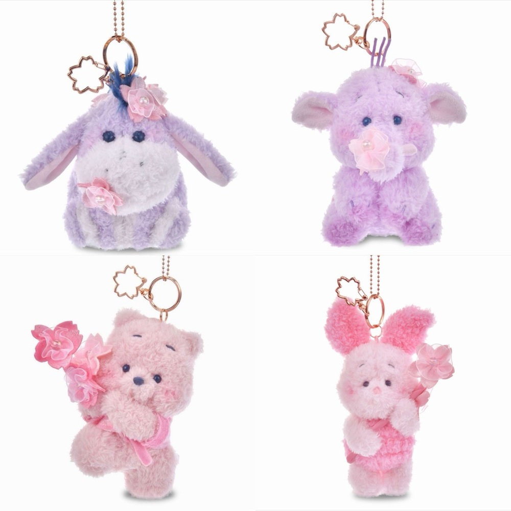 Japan Tokyo Disney Sakura 2026 Winnie Pooh & friends Plush Keychain - each